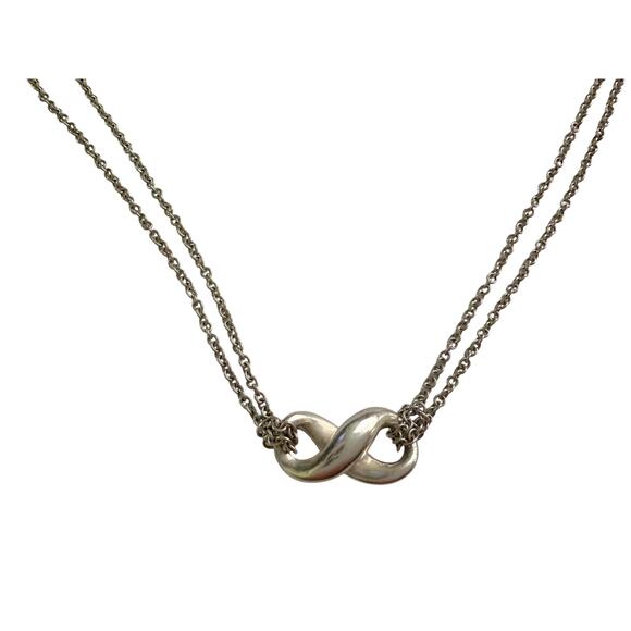 Tiffany & Co Infinity Double Chain Pendant and Necklace in Sterling 14.5" Chain - Picture 4 of 14